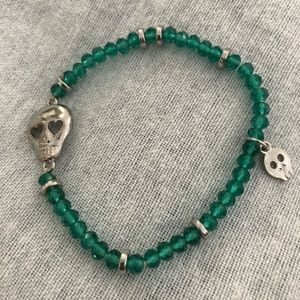 Emerald beads with skull charms